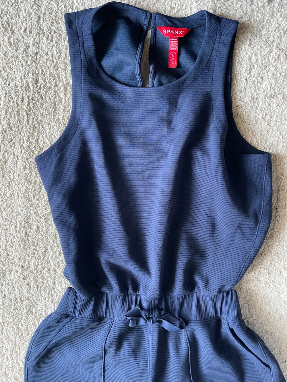 Spanx Airessentials French Rib Jumpsuit in Timeless Navy Blue - Picture 5 of 8